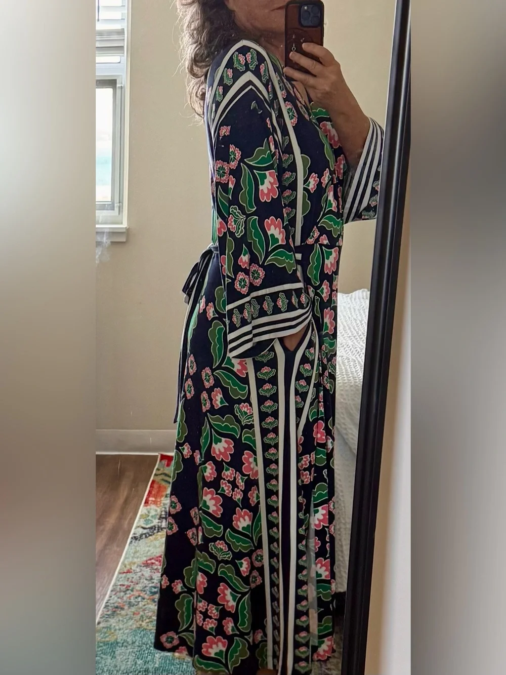Boden Navy Blue Kimono Wrap Dress with Pockets! - Picture 4 of 7